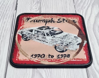 Posavasos Triumph Stag / Regalos Triumph / Posavasos / Entusiastas de los coches / Triumph Stag / Ropa de garaje / Posavasos para coche / Haynes / Man Cave