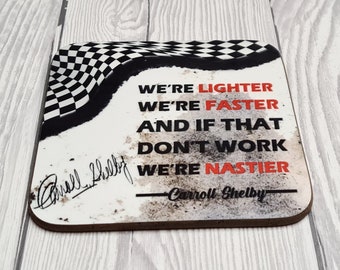 Carroll Shelby Coaster | Le Mans Gifts | Coasters | Car Enthusiast | Le Mans | Racing Coaster | Car Coasters | Ford Coaster | Man Cave