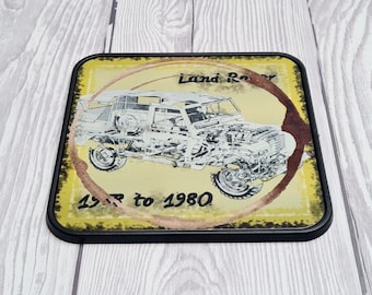 Land Rover Coaster | Land Rover Gifts | Coasters | Car Enthusiast | Land Rover | Garage Wear | Car Coasters | Haynes | Man Cave