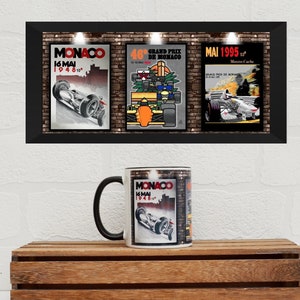 Mugs Monaco Posters / Tazze / Regali di compleanno / Regali / Cimeli auto / Appassionati di auto / Regali Motorsport / Man Cave / F1 /