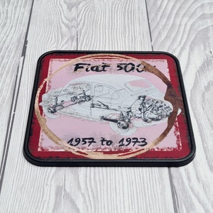 Fiat 500 Coaster | Fiat Gifts | Coasters | Car Enthusiast | Fiat 500 | Garage Wear | Car Coasters | Haynes | Man Cave