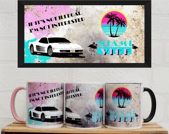 Miami Vice Mug | Ferrari Testarossa | Miami Vice | TV Gifts | TV Mugs | Sonny Crockett | Don Johnson | TV Memorabilia | Mugs