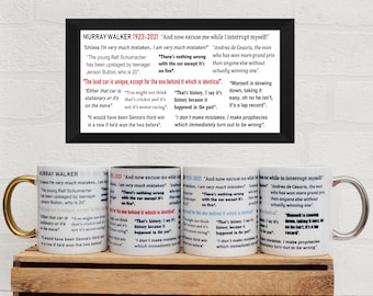 Mugs Murray Walker Quotes | Mugs | Birthday Gifts | Gifts | Car Memorabilia | Car Enthusiasts | Motorsport Gifts | Racing Car Mugs
