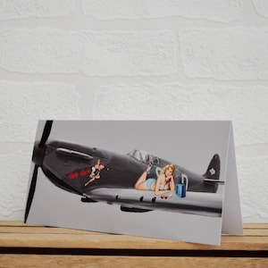 Pin Up Girl Tarjetas de felicitación / Tarjetas / Tarjeta Spitfire / Tarjeta Pin Up / Recuerdos de Spitfire / Entusiastas del avión / Supermarine Spitfire / Pin Up