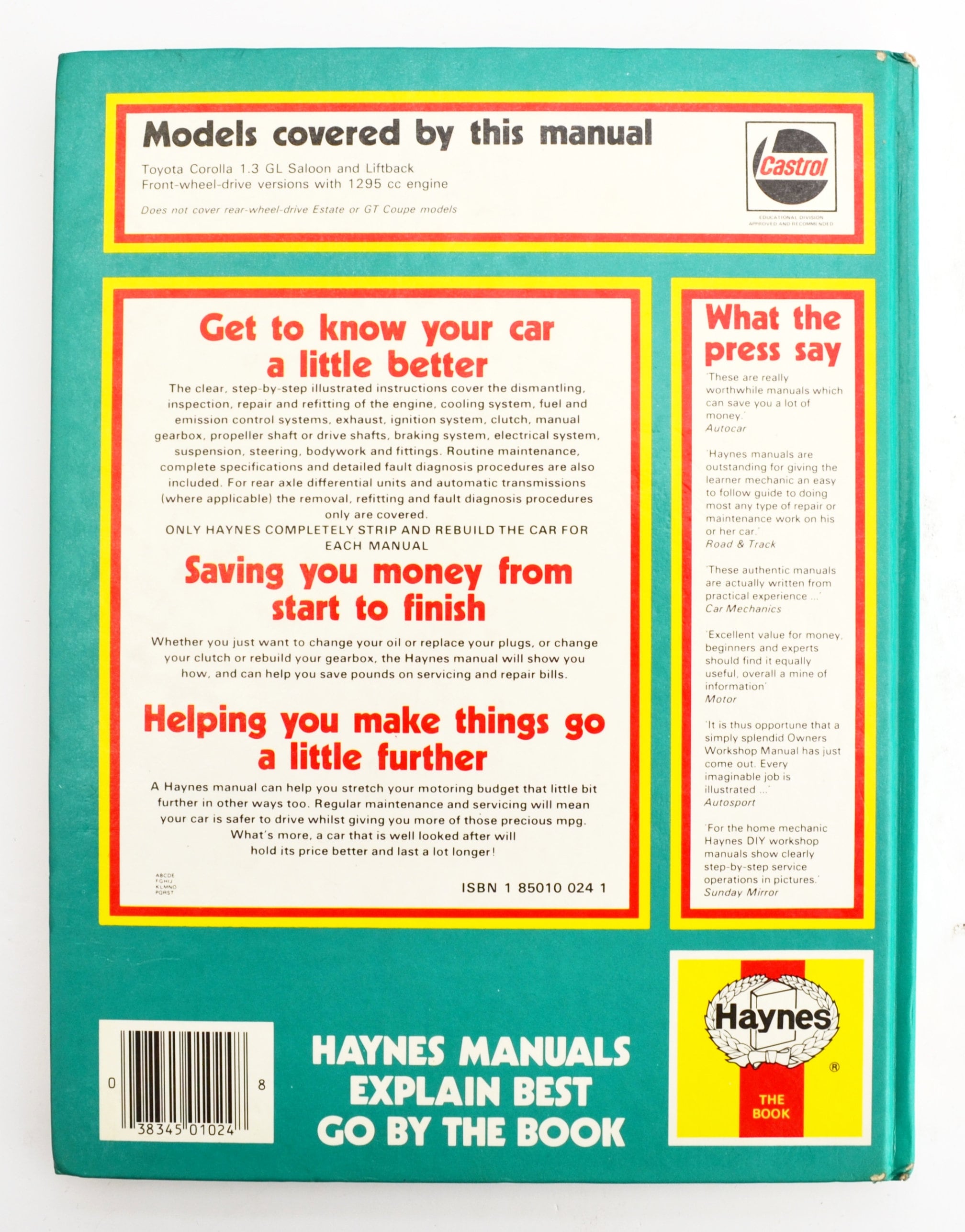 Haynes Toyota Owners Workshop Manual | Toyota Corolla Owners