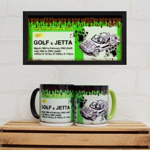 Tasses VW Golf Haynes | Tasses | Cadeaux d&#39;anniversaire | Volkswagen Golf | Souvenirs de voiture | Amateurs de voitures | Cadeaux VW | Manuelle VW