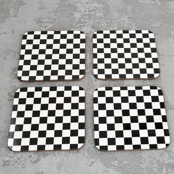 Chequered Flag Coasters | Coasters | Birthday Gifts | Coasters | Dinnerware Sets | Table Setting | Motorsport | Chequered