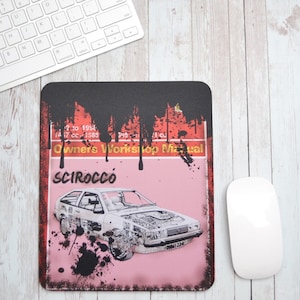 ヘインズ マウスマット フォルクスワーゲン シロッコ | マウスパッド | 誕生日プレゼント | 車の記念品 | VW シロッコ | デスクアクセサリー | フォルクスワーゲンギフト