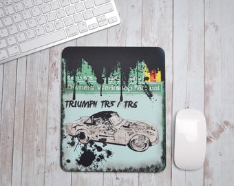 Alfombrillas de ratón Triumph TR5 y TR6 Haynes / Alfombrilla de ratón / Regalos de cumpleaños / Triumph TR5 / Triumph TR6 / Recuerdos de coches / Regalos Triumph
