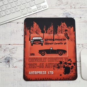 Muismatten Chevrolet Corvette Autobook | Muismat | Verjaardagscadeaus | Chevrolet Corvette V8 | Chevrolet-muismat | Chevrolet-memorabilia