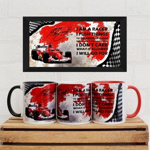 Tazze con citazione di Michael Schumacher / Tazze / Regali di compleanno / Regali / Ferrari / Ferrari F1 / Festa del papà / Tazze Ferrari / Regali F1 /