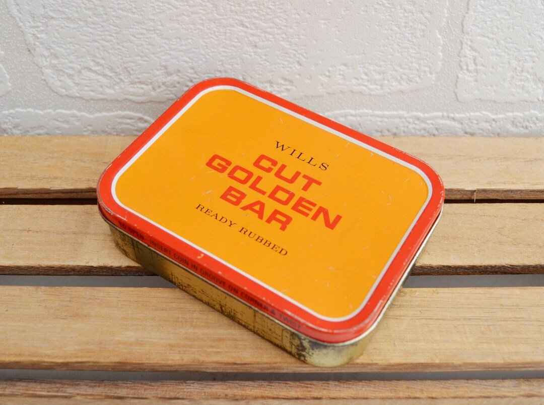 Cut Golden Bar Tobacco Tin | Tobacco Tin | Vintage Collectables |  Advertisement Tin | Tobacco Gifts