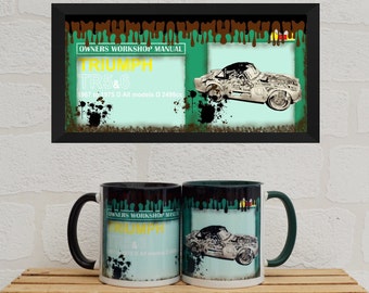 Tazas Triumph Haynes / Tazas / Regalos de cumpleaños / Triumph TR5 y TR6 / Recuerdos del coche / Entusiastas de los coches / Regalos Triumph / Manual de Triumph