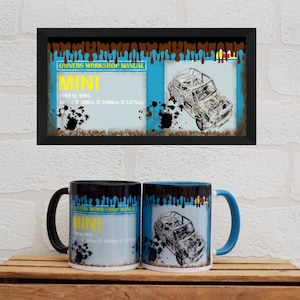 Tasses Mini Haynes | Tasses | Cadeaux d&#39;anniversaire | Mini | Souvenirs de voiture | Amateurs de voitures | Mini cadeaux | Manuel d&#39;atelier Haynes