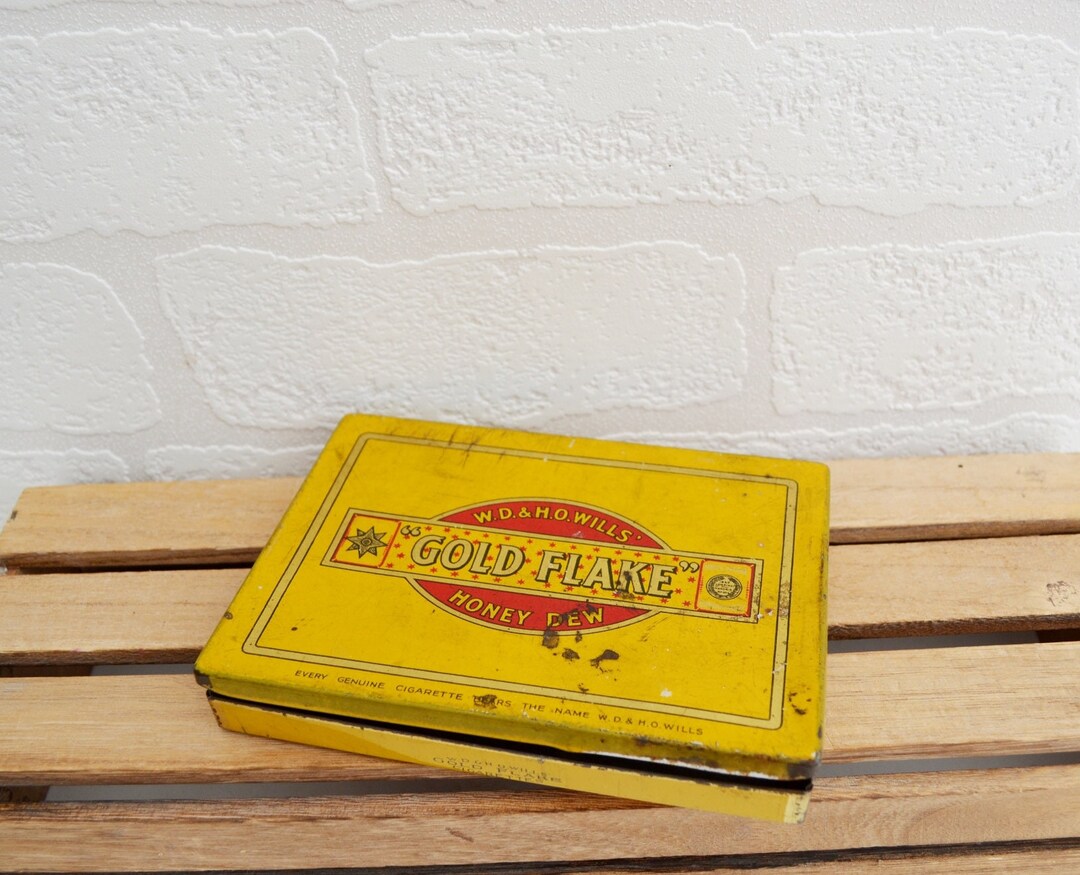 Gold Flake Tobacco Tin Tobacco Tin Vintage Collectables Advertisement Tin Tobacco Gifts Etsy