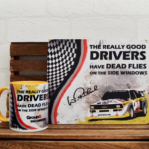 Walter Röhrl Geschenkset | Audi S1 Quattro | Gruppe B | Sammlung Geschenke | Motorsport Tassen und Mousepads | Geschenk Set | Geburtstags-Geschenke
