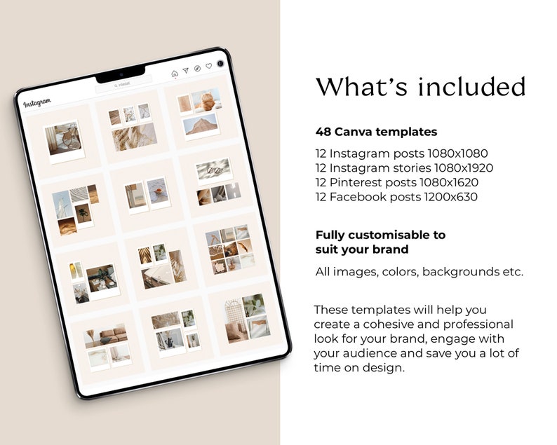 Instagram Template. Moodboard Template. Pinterest templates. | Etsy