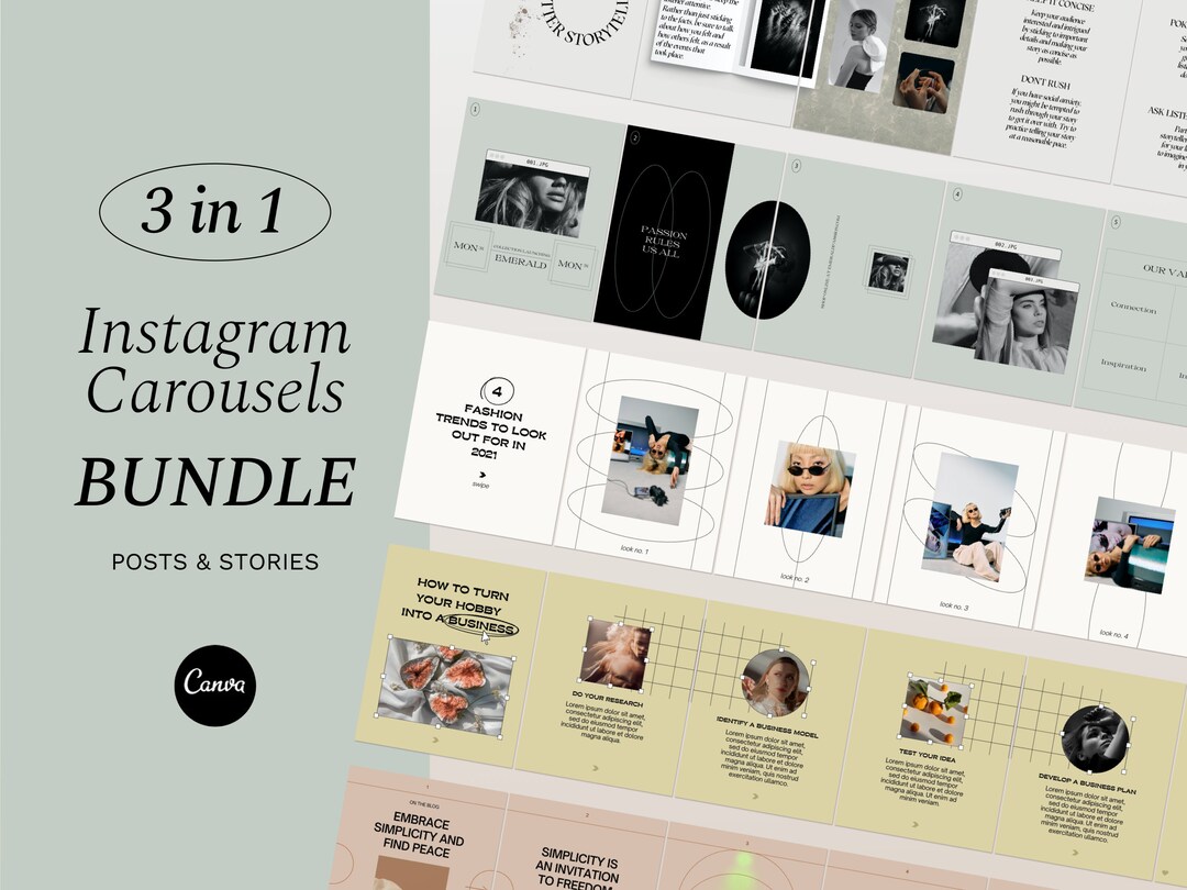 Instagram Carousel Bundle. Canva Templates for Small Business ...