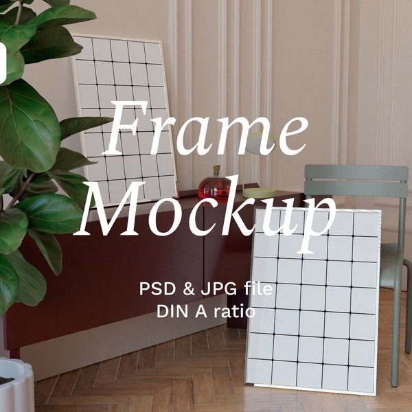 Two Frames Mockup. 2 Framed Poster Mockups. Modern Interior Poster Mockup. 7x5 Ratio Mock Up. Colorful Mockup. Print Shop Mockup.