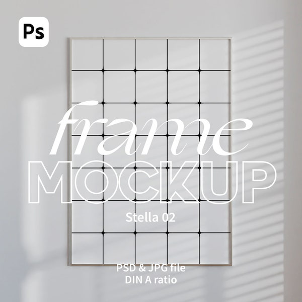 Silver Frame Mockup. A3 Poster Mockup. Minimal Mockup. Print On Demand. Frame on The Wall. Minimal Vertical Frame. Natural Shadow.