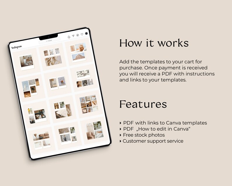 Instagram Template. Moodboard Template. Pinterest templates. | Etsy