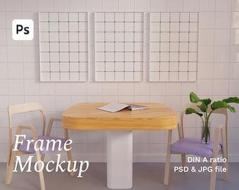 Three Frames Mockup. Poster Mock Up. 3 Frame Mockups. Simple Frame Mock Up. Set of 3. White Frame Mockup on Wooden Floor.