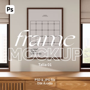 Dark Frame Mockup for Art and Prints. Photoshop Frame Mockup Template. Simple Artwork Mockup. One Frame Mockup. Black Frame.