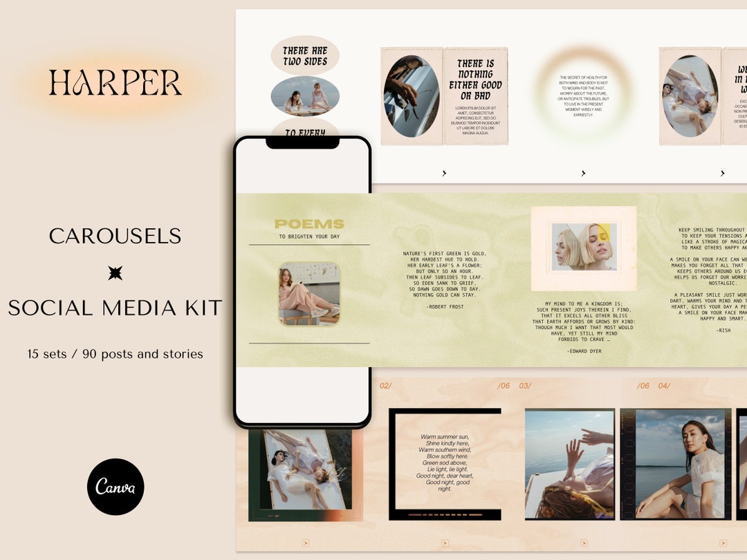 Instagram Carousel Posts for Canva. Social Media Templates for Small ...