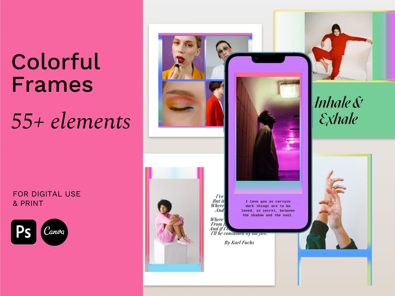 Polaroid Frames for Digital Use and Print. Canva Template. Etsy