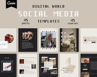Retro Instagram Template Old Computer Aesthetic. Instagram Posts and Stories. Instagram Posts Quotes. Canva Template. Blogger Template Kit.