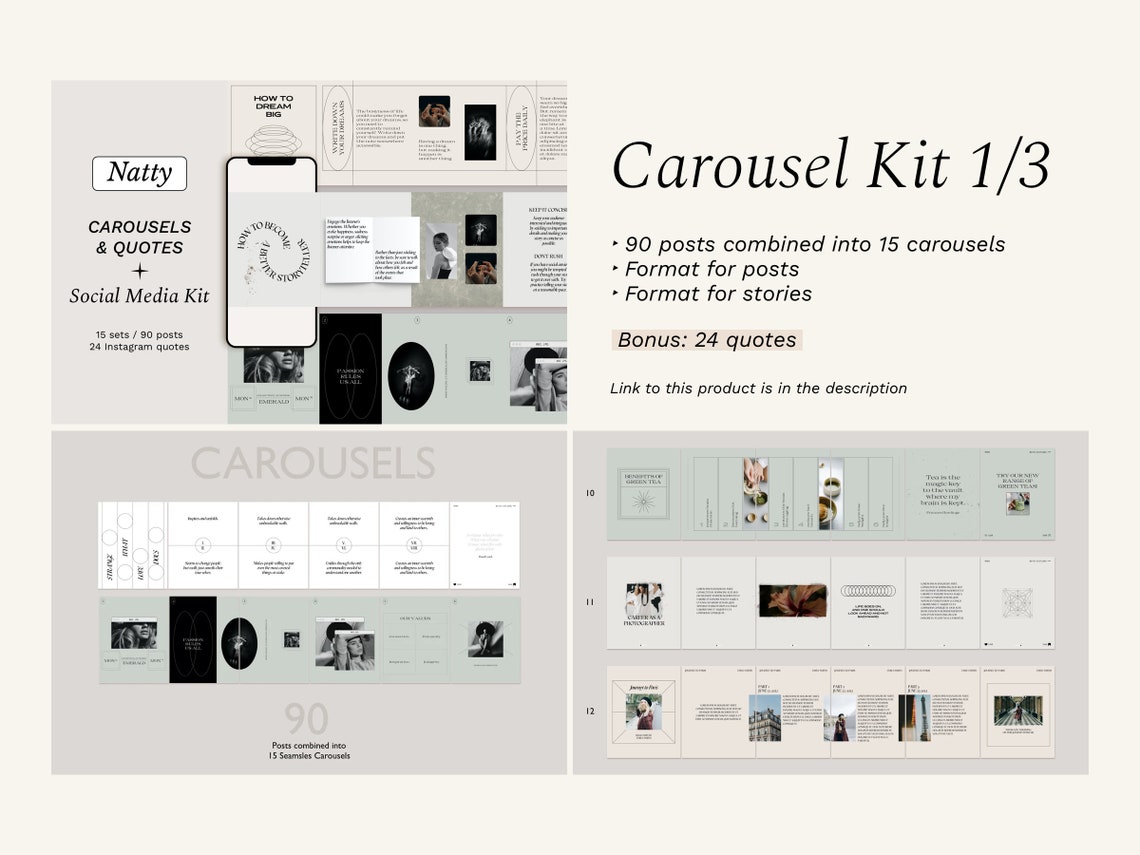 Instagram Carousel Bundle. Canva Templates for Small Business ...