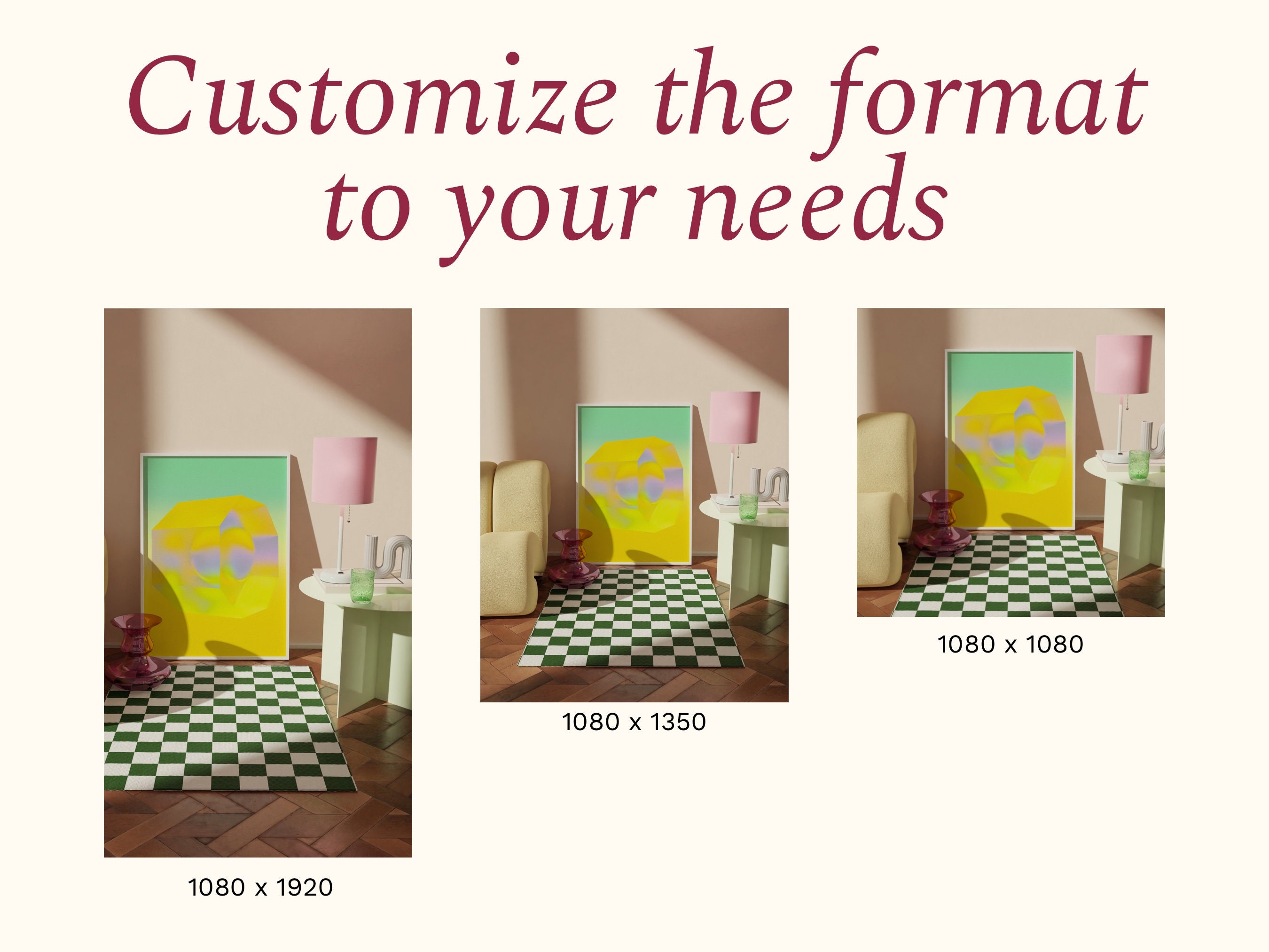 Digital Frame Mockup for Art. Modern Colorful Interior Frame Etsy