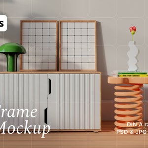 Two Frames Mockup. Printable Mockup. Vertical Poster Mock Up. Colorful Mockup Interior. 2 Poster Prints Mockup. Print On Demand.