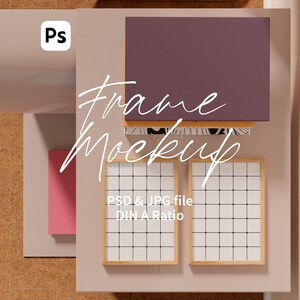 Two Wooden Frame Mockup. 2 Poster Mockup.  Print on Demand Mockup. Minimal Frame Mockup. Wooden Frame Mockup. A5 Frame Mockup. DIN A Ratio.
