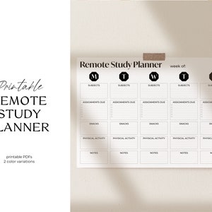 Printable Study Planner. Remote Learning Planner. Academic Planner. College Planner. Distance school planner.