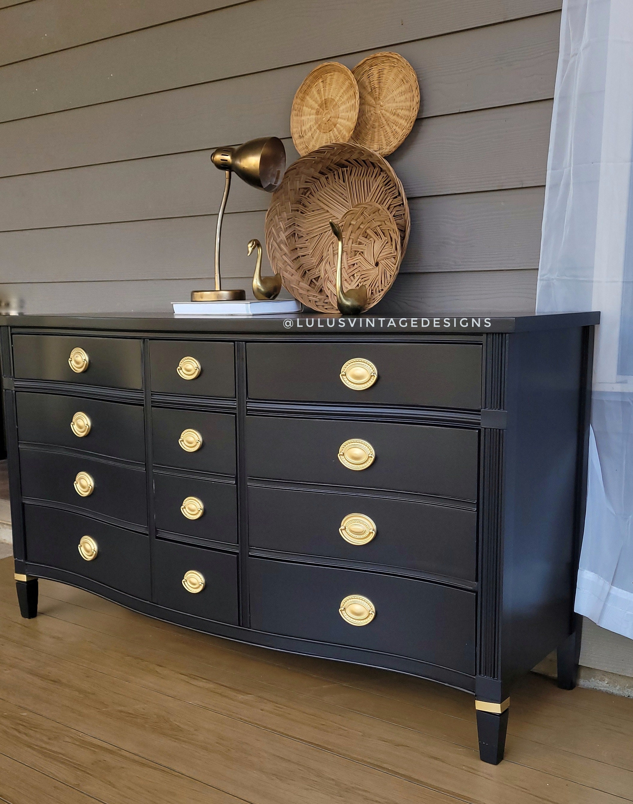 black dresser gold pulls Token Modern Black & Gold Dresser