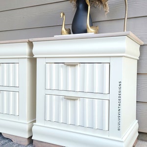 Nightstands, Fluted, Vintage, Painted Furniture, Mother&#39;s Day Gift, White, Cream, White Painted Furniture,  White Nightstands, Bedroom Furni