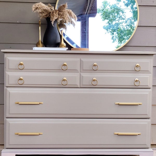 Vintage Modern Dresser,  MIDCENTURY, Rawwood, Gold Handles