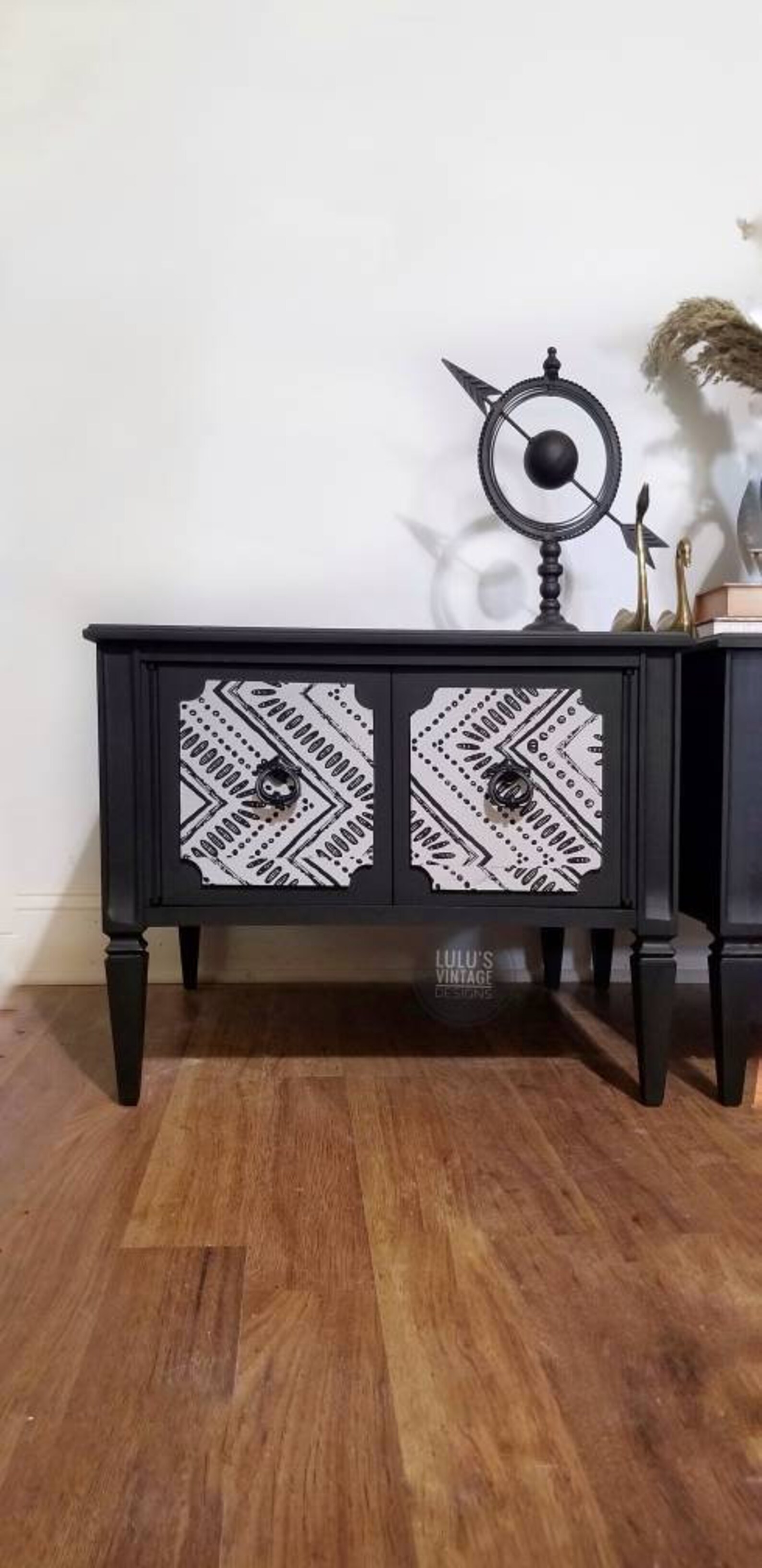 Boho Nightstands Endtables Black Vintage Antique Wood Etsy
