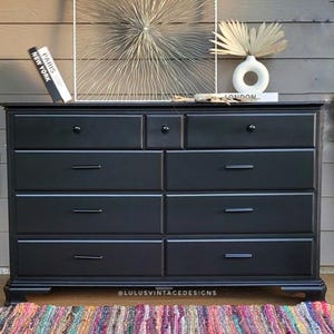 Black Painted Dresser & Nightstand Set