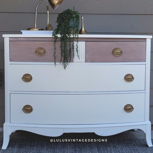 Bedroom Furniture, Beautifully Painted Two-Toned Dresser, Gold Vintage Hardware, Hickory Dresser, Vintage, Antique,  Boho, Mothers Day Gift