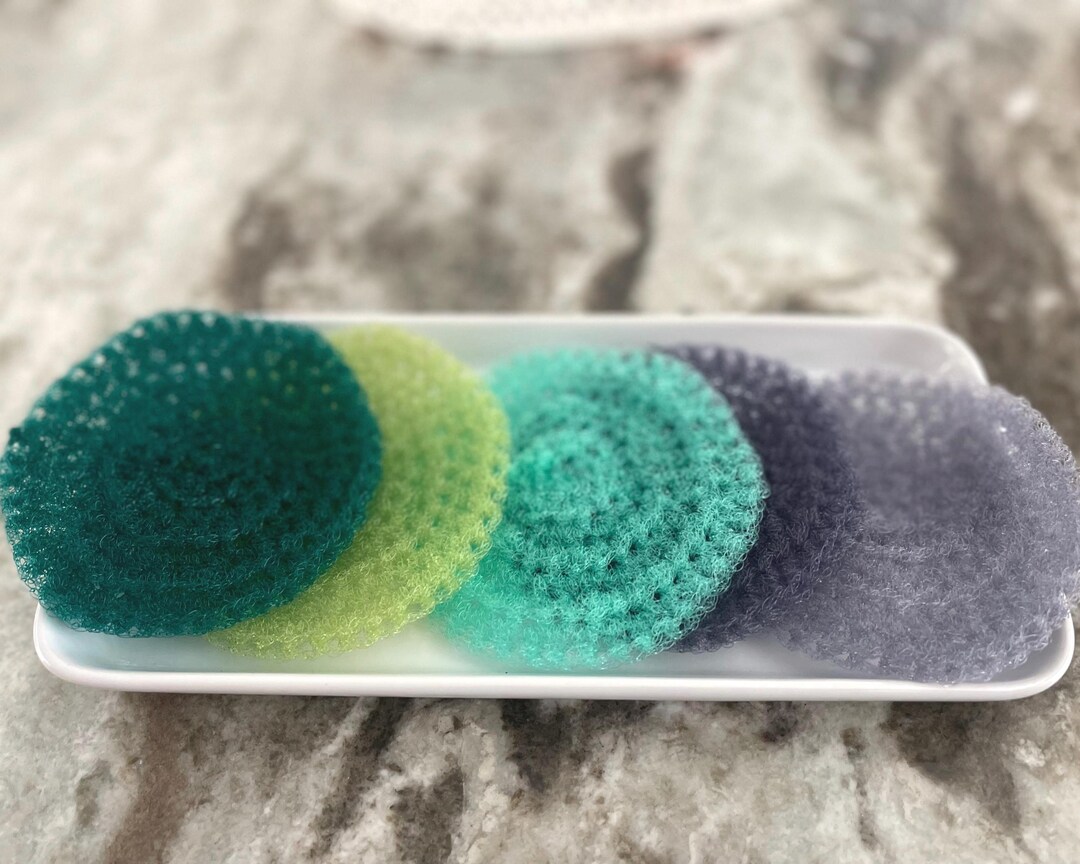 Crocheted Nylon Pot Scrubbies, Set of 5, Kitchen Cleaning - Etsy