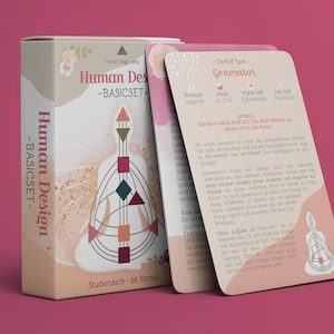 Human Design BASICS Card Set - 66 Cards Study Deck Learn Human Design Basics Reading Chart Types Strategy Authority Profile German