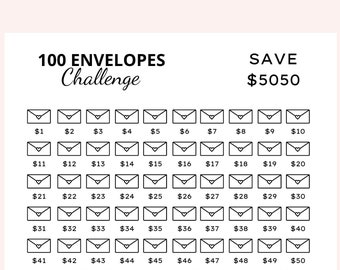 100 Envelope Challenge Printable, Money Savings Challenge, Digital Download, Savings Tracker, Savings Challenge