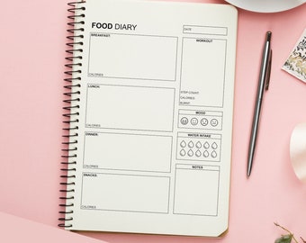 Minimalist Daily Food Diary Printable, Daily Food Journal, Daily Food Log, Instant Download A4, A5, LETTER