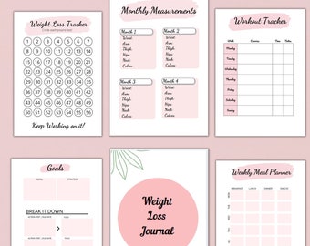 Pink Weight Loss Journal Printable PDF, Gewichtsverlust Tracker, Gewichtsverlust Chart, Wöchentliches Wiegen, Motivation Fitness Tracker Instant Downlaod