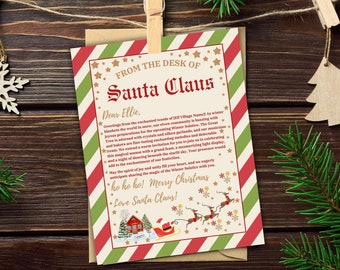 Editable Personalized Letter from Santa Claus From The Desk of Santa, Christmas Eve North Pole Mail, Instant Download, Canva Editable