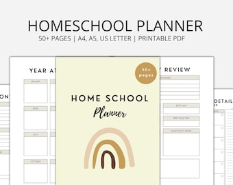 Boho Homeschool Planner Printable, Lesson planner, homeschool schedule, preschool curriculum, homeschool printables, homeschool attendance