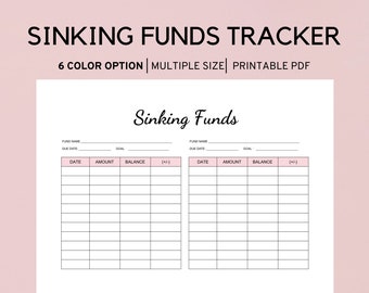 Sinking Funds Tracker, Savings Tracker Printable, Savings Challenge, A4 US LETTER A5