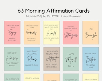 63 Regenbogen Affirmationskarten druckbar, Affirmationskarten digital, Vision Board druckbar, Affirmationskarten Deck, positive Affirmationskarte